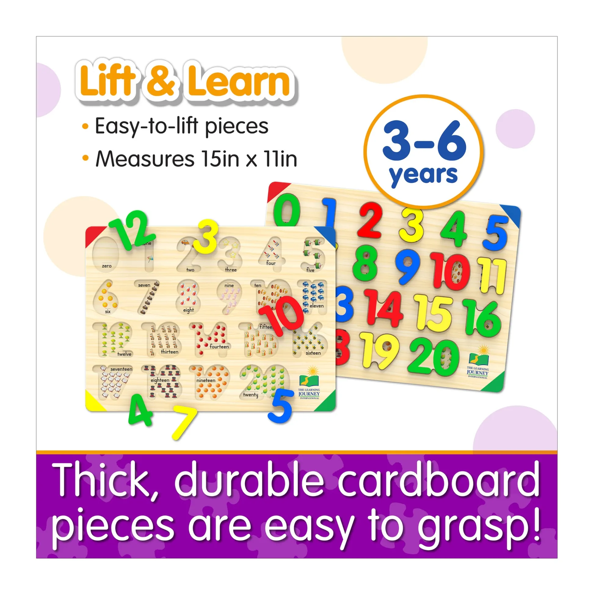 AreYouGame Lift & Learn Colorful Numbers Tray Puzzle - 21 pcs* Puzzles
