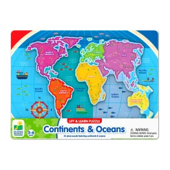 AreYouGame Lift & Learn Puzzle - Global Explorer - Continents & Oceans - 22 Pieces* Puzzles