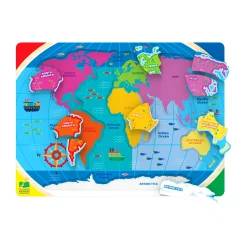 AreYouGame Lift & Learn Puzzle - Global Explorer - Continents & Oceans - 22 Pieces* Puzzles