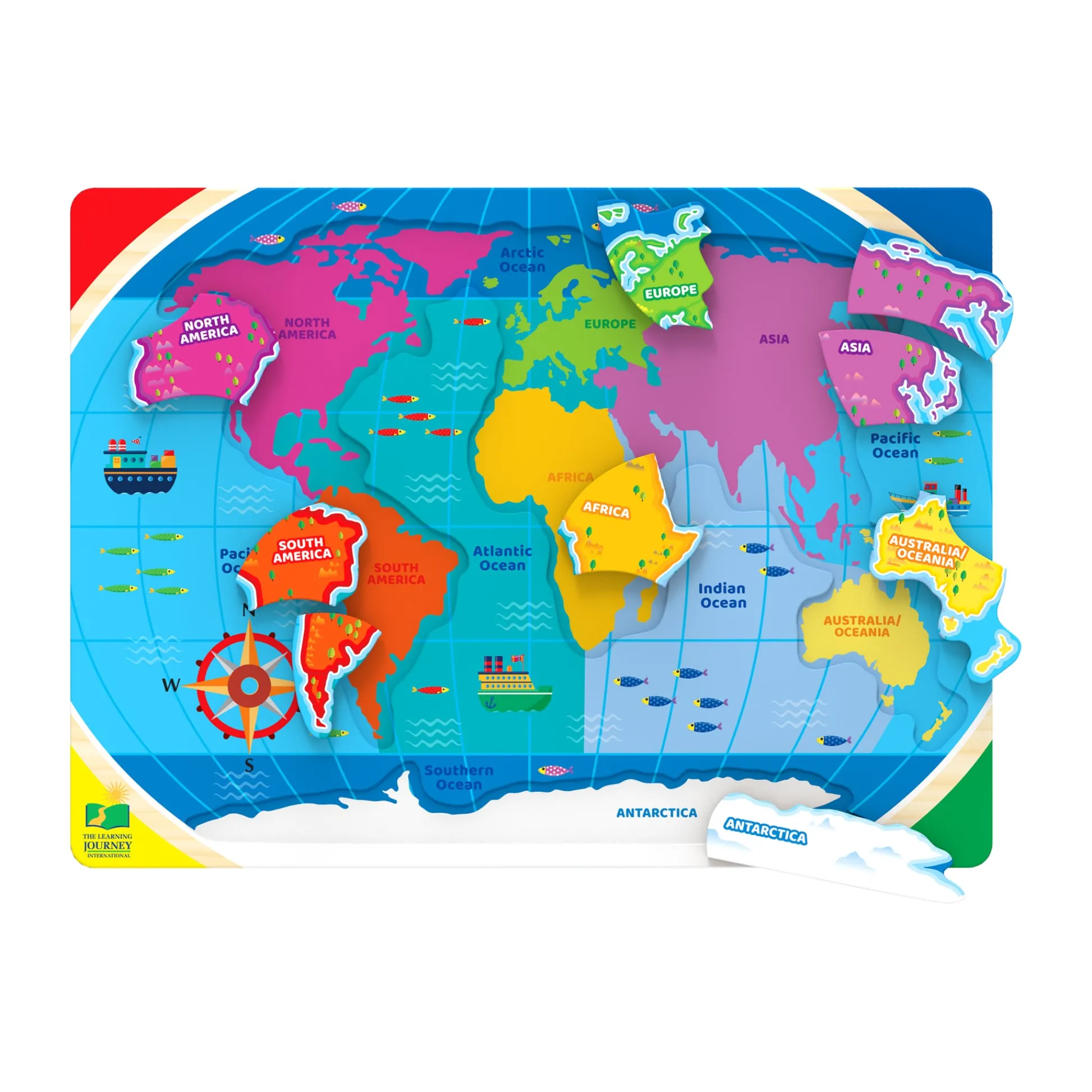 AreYouGame Lift & Learn Puzzle - Global Explorer - Continents & Oceans - 22 Pieces* Puzzles