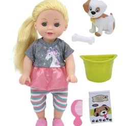 Flat River Group Lil Tots 14" Unicorn-Themed Talking Pet Grooming Playset with Doll - Pink/Grey/Green* Stuffed Animals & Plush Toys