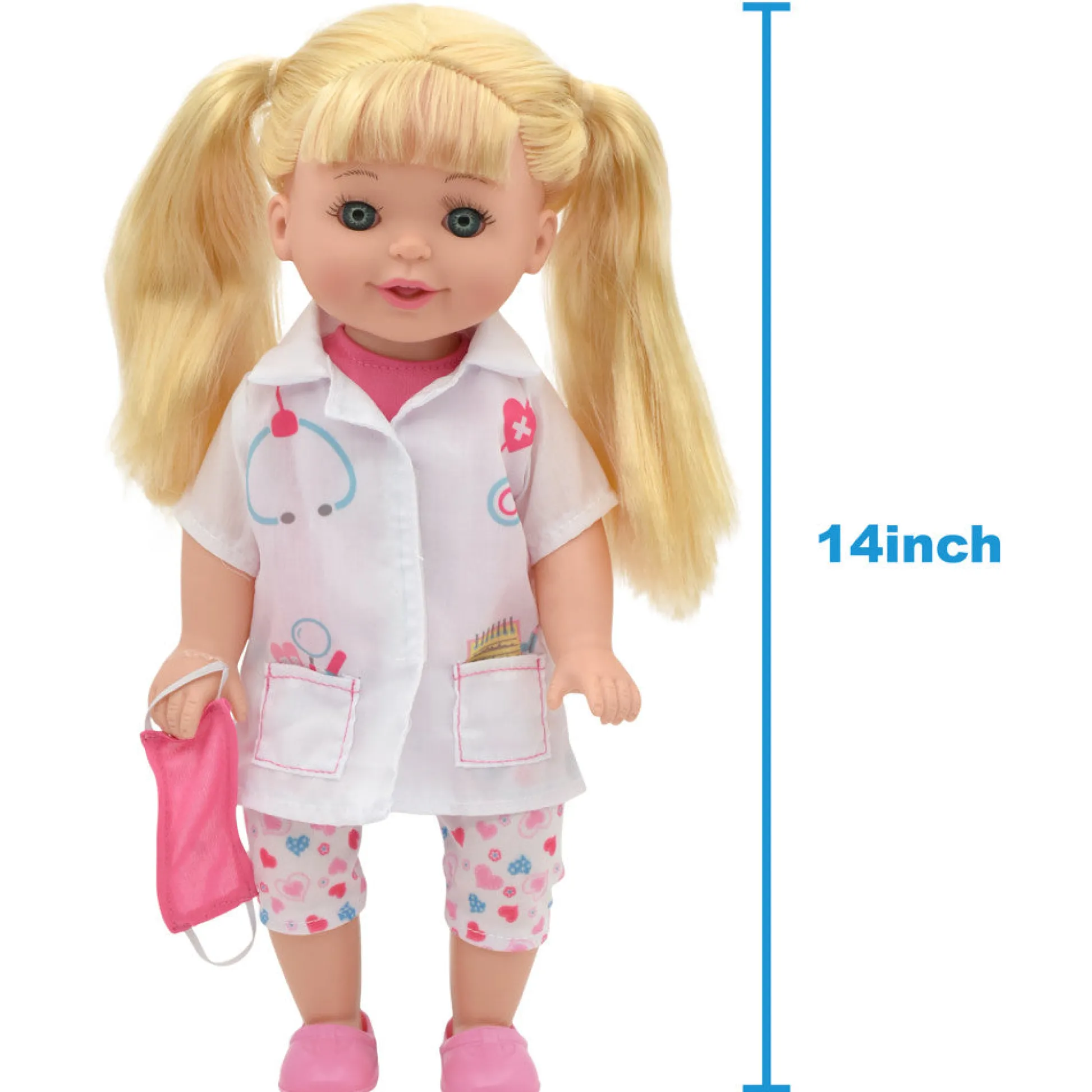 Flat River Group Lil Tots Talking Doctor Playset - 14" Blonde Doll with Pink & White Outfit* Social & Emotional Skills|Stuffed Animals & Plush Toys