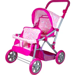 Flat River Group Lissi Deluxe Twin Baby Doll Stroller Playset with Adjustable Handle and Shopping Basket* Stuffed Animals & Plush Toys|Social & Emotional Skills