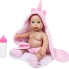 Flat River Group Lissi 12-inch Baby Doll Gia with Pink Unicorn Hood - Ideal for Kids Ages 2+* Baby Dolls|Stuffed Animals & Plush Toys