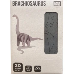 Flat River Group Little & Wood Brachiosaurus: Medium Grey 3D Wooden Dino Puzzle Kit* Puzzles