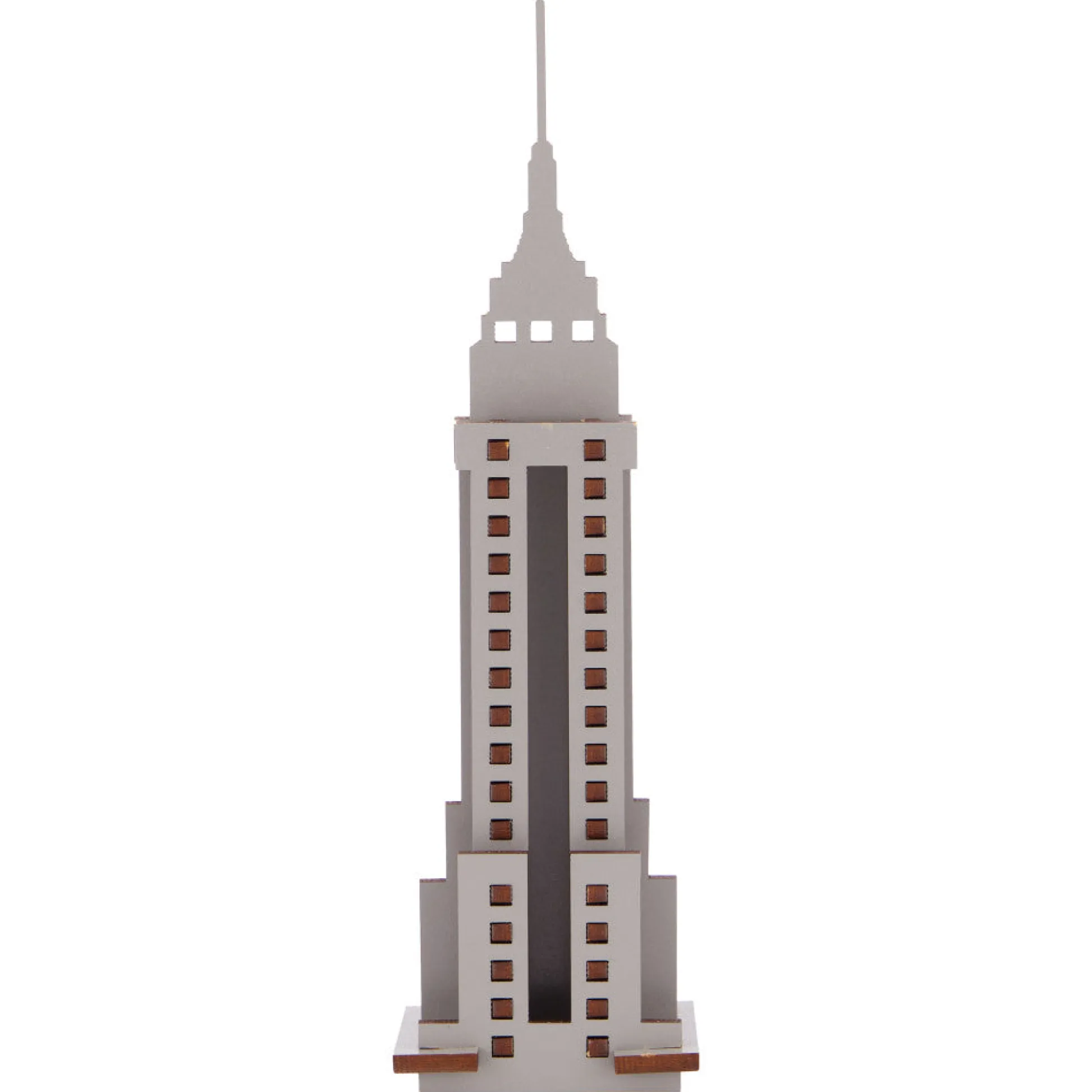 Flat River Group Little & Wood Empire State Building: 3D Wooden Puzzle Kit - Medium, Grey* Puzzles