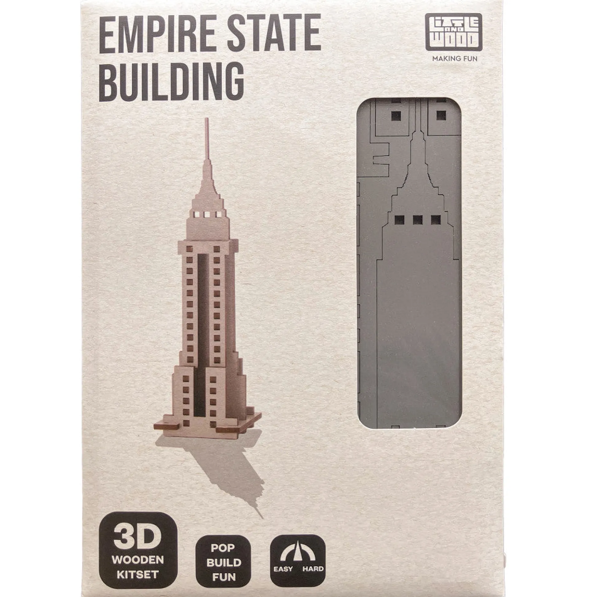 Flat River Group Little & Wood Empire State Building: 3D Wooden Puzzle Kit - Medium, Grey* Puzzles
