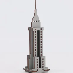 Flat River Group Little & Wood Empire State Building: 3D Wooden Puzzle Kit - Medium, Grey* Puzzles