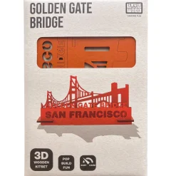 Flat River Group Little & Wood: Golden Gate Bridge 3D Wooden Puzzle Kit - Medium Orange* Puzzles
