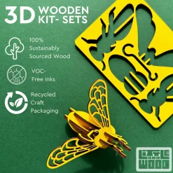 Flat River Group Little & Wood: Hummingbird 3D Wooden Puzzle Kit - Green* Puzzles