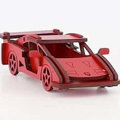 Flat River Group Little & Wood: Medium Red Sports Car 3D Wooden Puzzle Kit* Puzzles