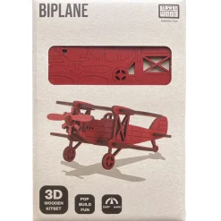 Flat River Group Little & Wood: Red Medium Biplane 3D Wooden Puzzle Kit* Puzzles