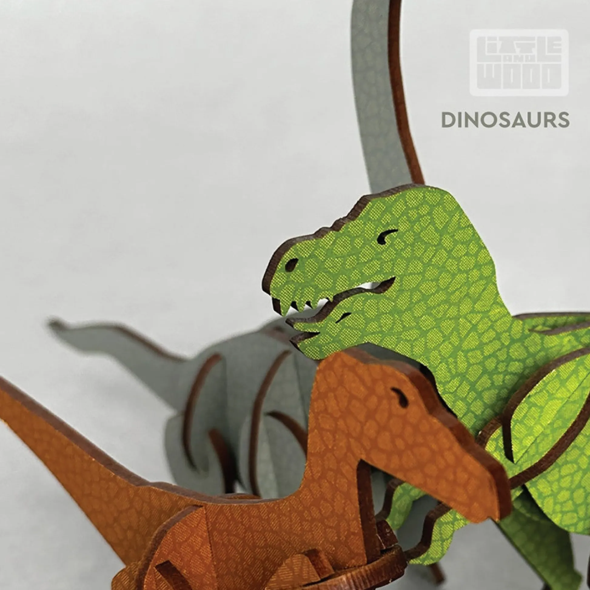 Flat River Group Little & Wood: T-Rex Green, Medium 3D Wooden Puzzle Kit* Puzzles