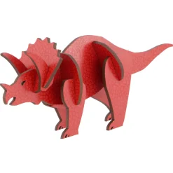 Flat River Group Little & Wood: Triceratops Red 3D Wooden Puzzle Kit, Medium* Puzzles