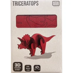 Flat River Group Little & Wood: Triceratops Red 3D Wooden Puzzle Kit, Medium* Puzzles