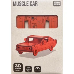 Flat River Group Little & Wood: Woodlet Medium - Muscle Car, Orange - 3D Wooden Puzzle Kit* Puzzles