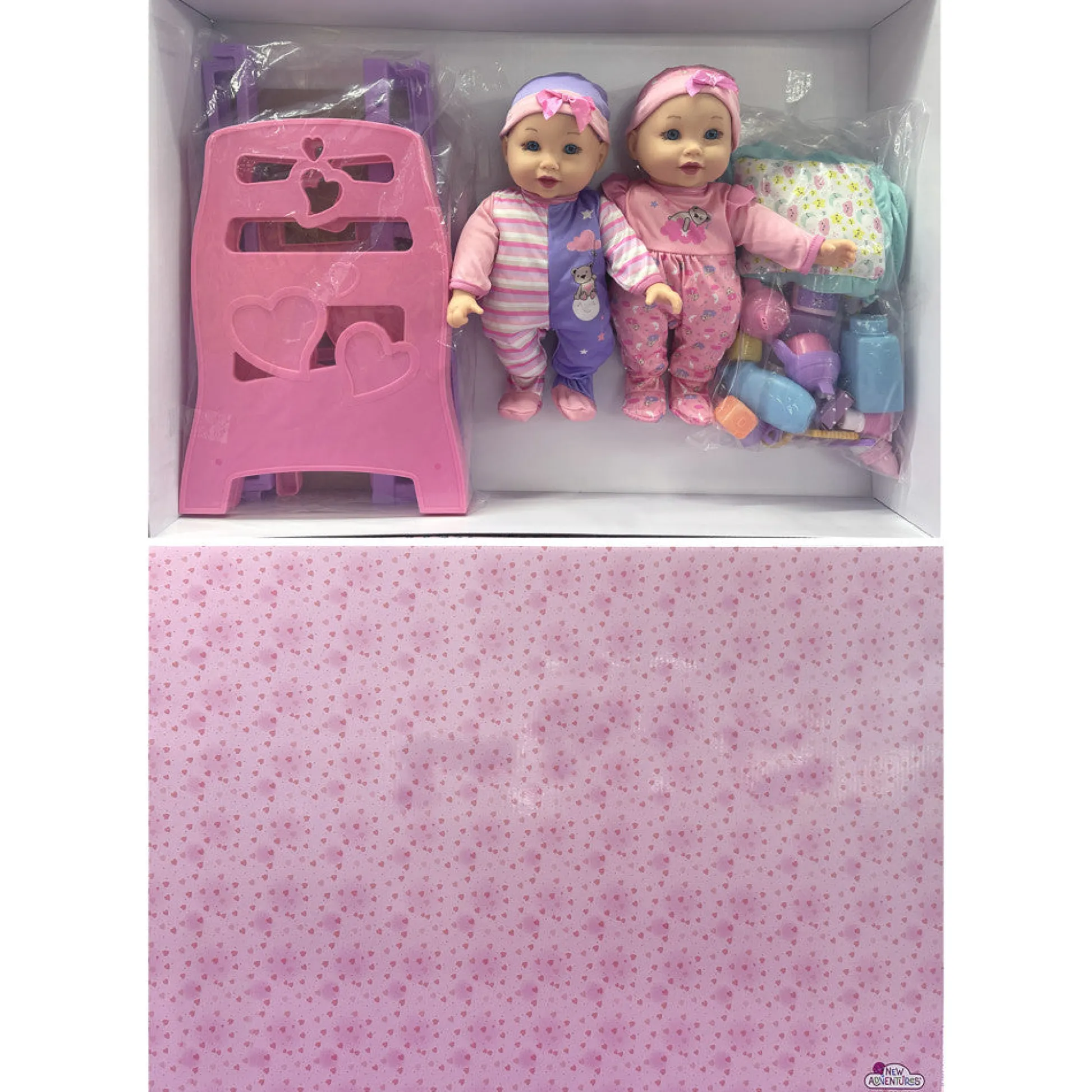 Flat River Group Little Darlings 12" - Twin Dolls Bedtime Fun Set 29pc - Pink, Purple, Green - Playset for Kids Ages 2+* Stuffed Animals & Plush Toys|Social & Emotional Skills