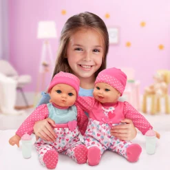 Flat River Group Little Darlings 12 Inch - Talking Twins with Heart-Themed Outfits* Social & Emotional Skills|Baby Dolls