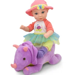 Flat River Group Little Darlings: Hop On Baby & Plush Dino - 15" Baby Doll with Dinosaur Friend* Baby Dolls|Stuffed Animals & Plush Toys