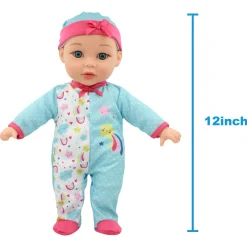 Flat River Group Little Darlings 12-Inch Bassinet Baby Doll Set - Teal, Pink, Stars* Baby Dolls|Stuffed Animals & Plush Toys