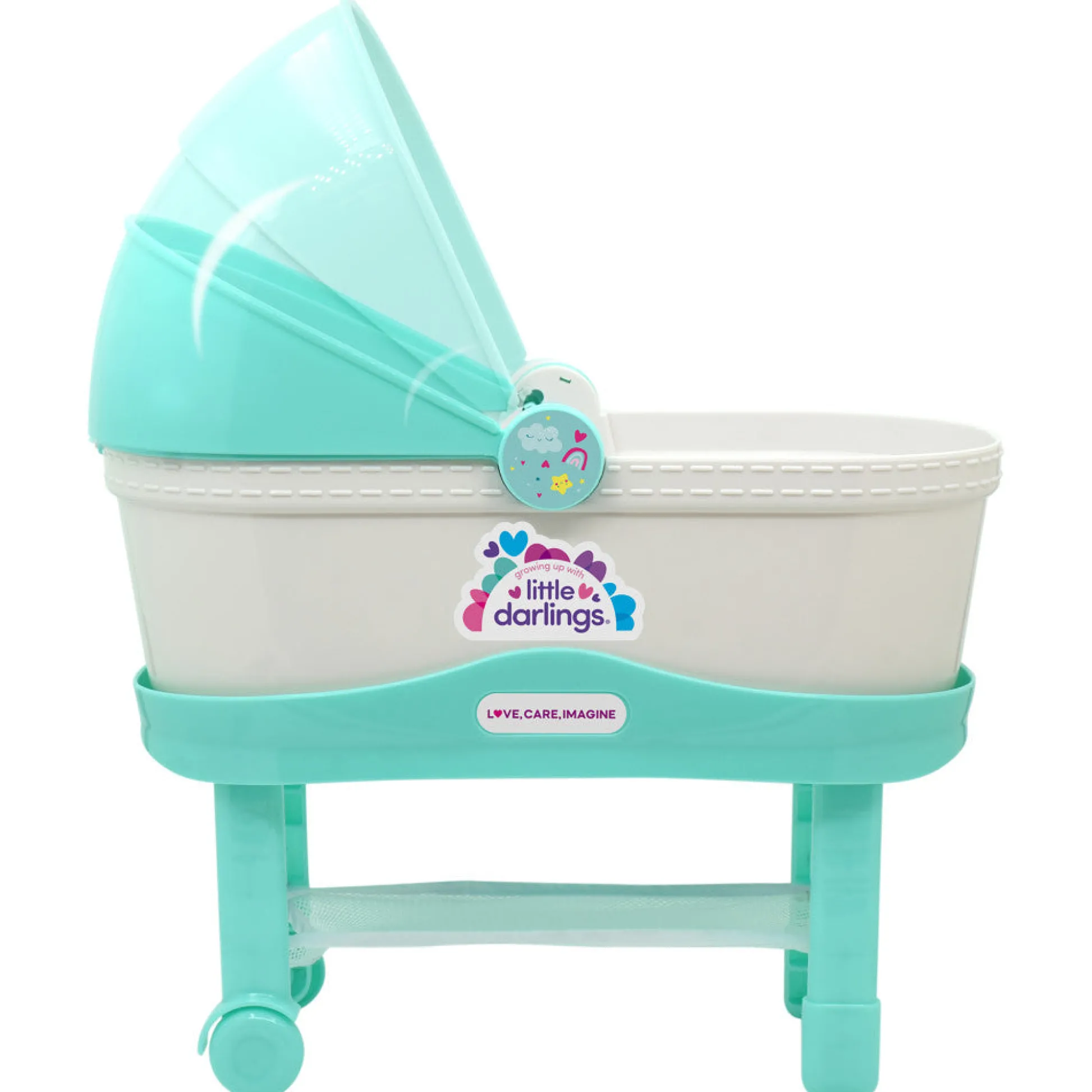 Flat River Group Little Darlings 12-Inch Bassinet Baby Doll Set - Teal, Pink, Stars* Baby Dolls|Stuffed Animals & Plush Toys