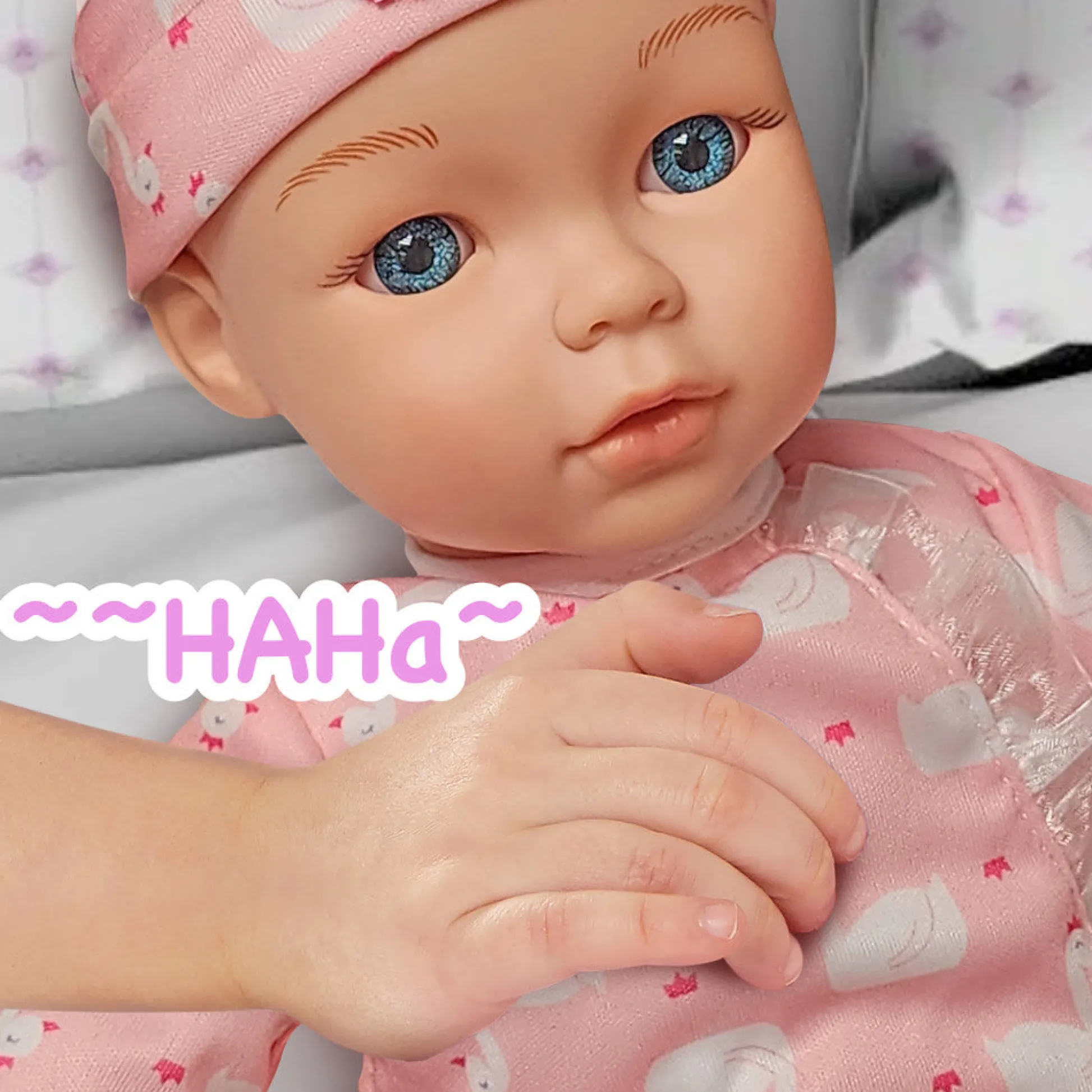 Flat River Group Little Darlings 14-inch Kiss N Tickles Baby Doll - Pink Swan Onesie* Social & Emotional Skills|Baby Dolls