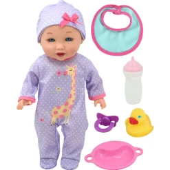 Flat River Group Little Darlings 12-inch Talking Playtime Doll - Purple and Pink with Giraffe Accents* Social & Emotional Skills|Interactive Dolls & Pets