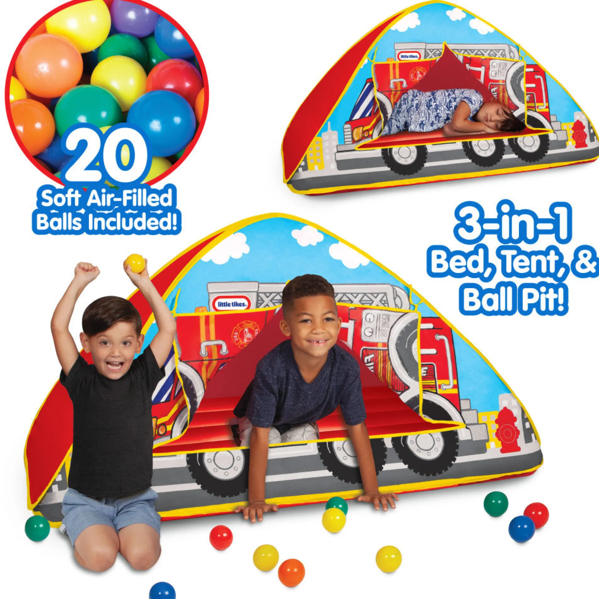 Flat River Group Little Tikes Fire Truck 3-in-1 Bed, Tent & Ball Pit - Imaginative Playset* Tents, Tunnels & Playhouses|Dress Up