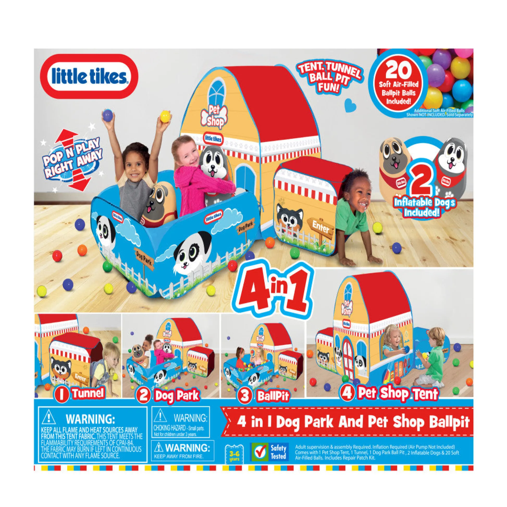 Flat River Group Little Tikes 4-In-1 Dog Park & Pet Shop Playset with Ballpit* Tents, Tunnels & Playhouses|Dress Up