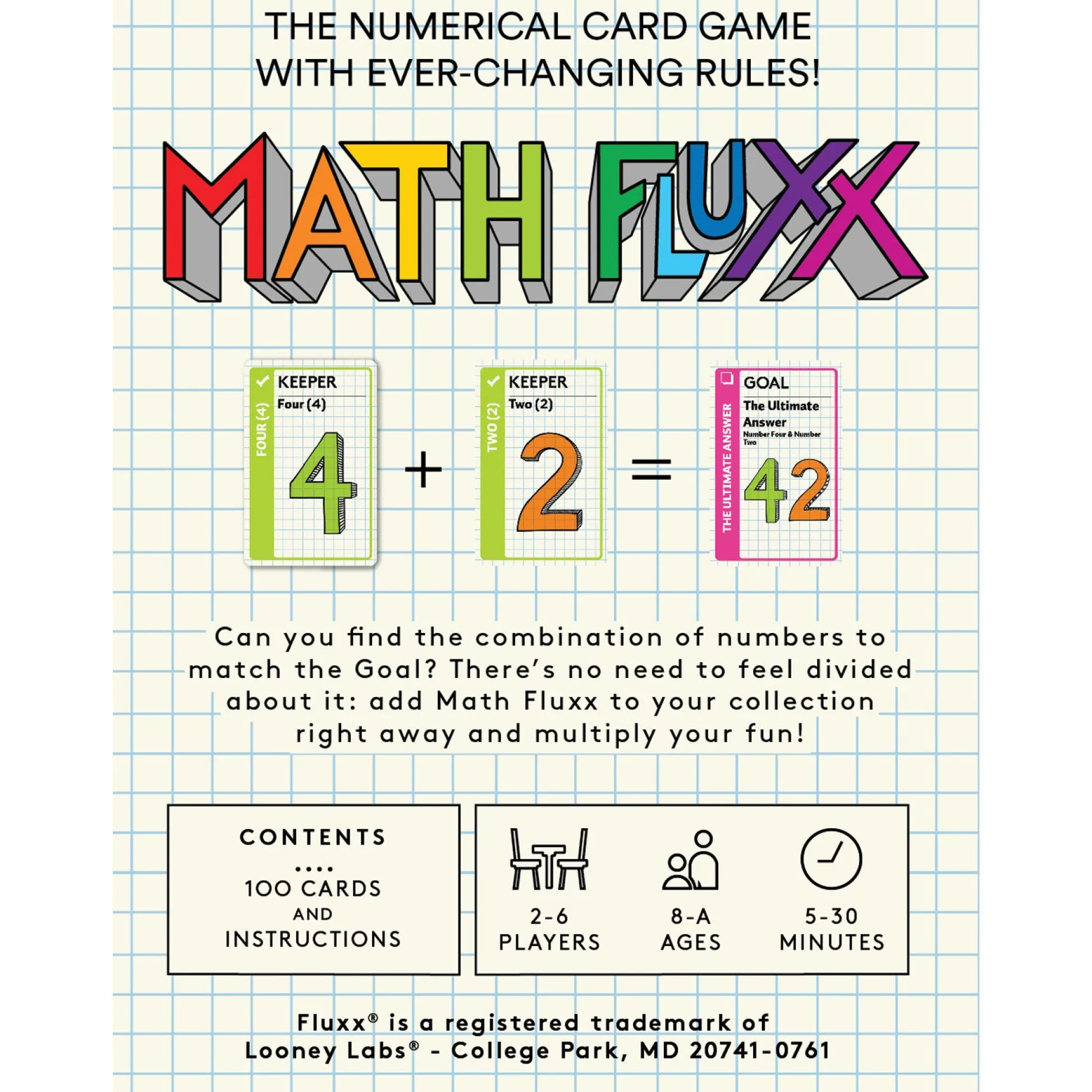 Educators Resource Looney Labs Math Fluxx 2.0 Card Game* Card Games