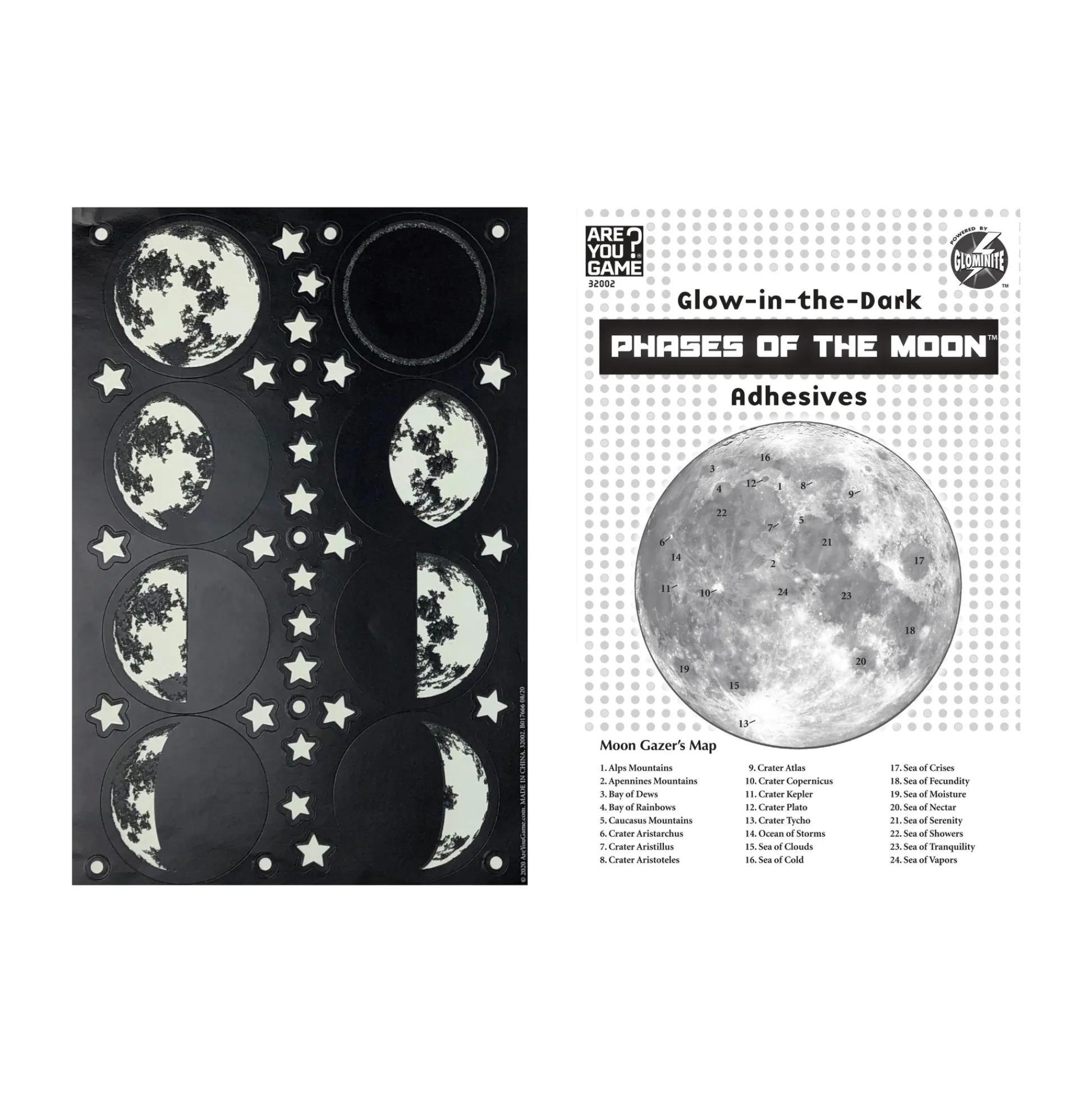 AreYouGame Luminous Moonlight Magic: Glow-in-the-Dark Phases of the Moon Adhesives* Crafts & Activities