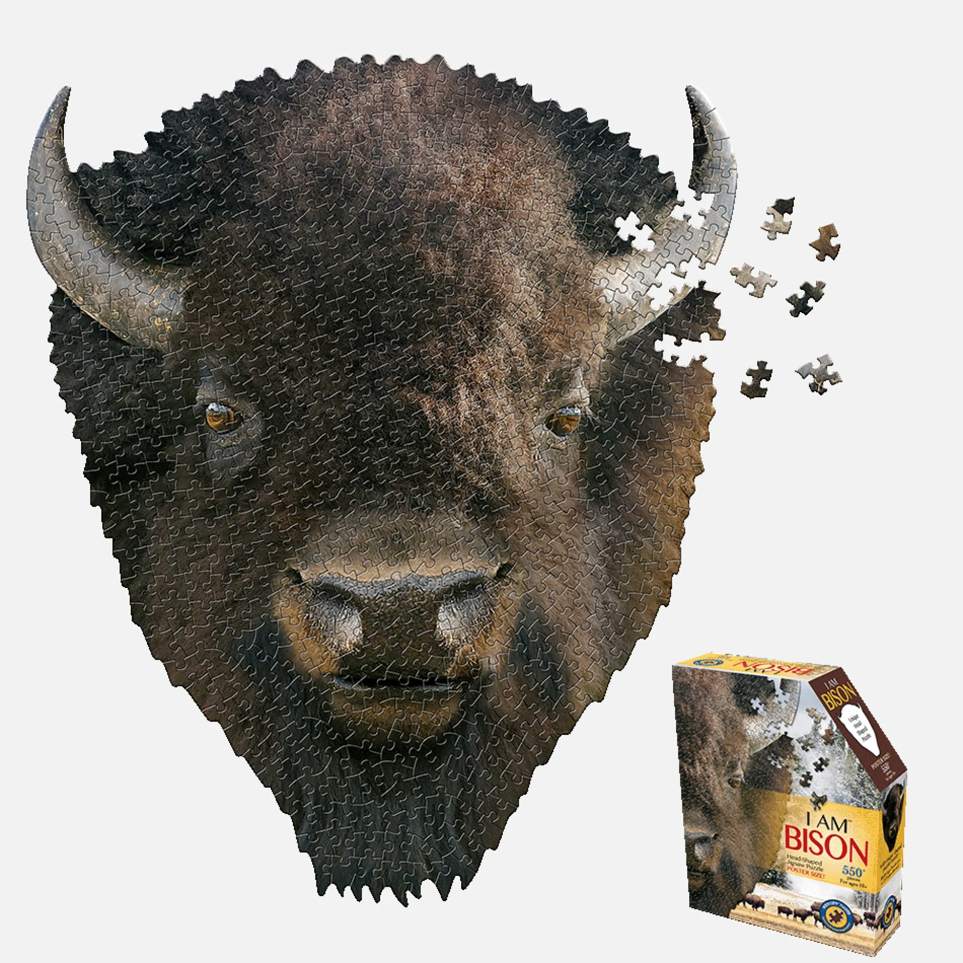 Maddcapp Games Madd Capp I AM BISON Unique Animal Head-Shaped Jigsaw Puzzle - 550 pc* Puzzles