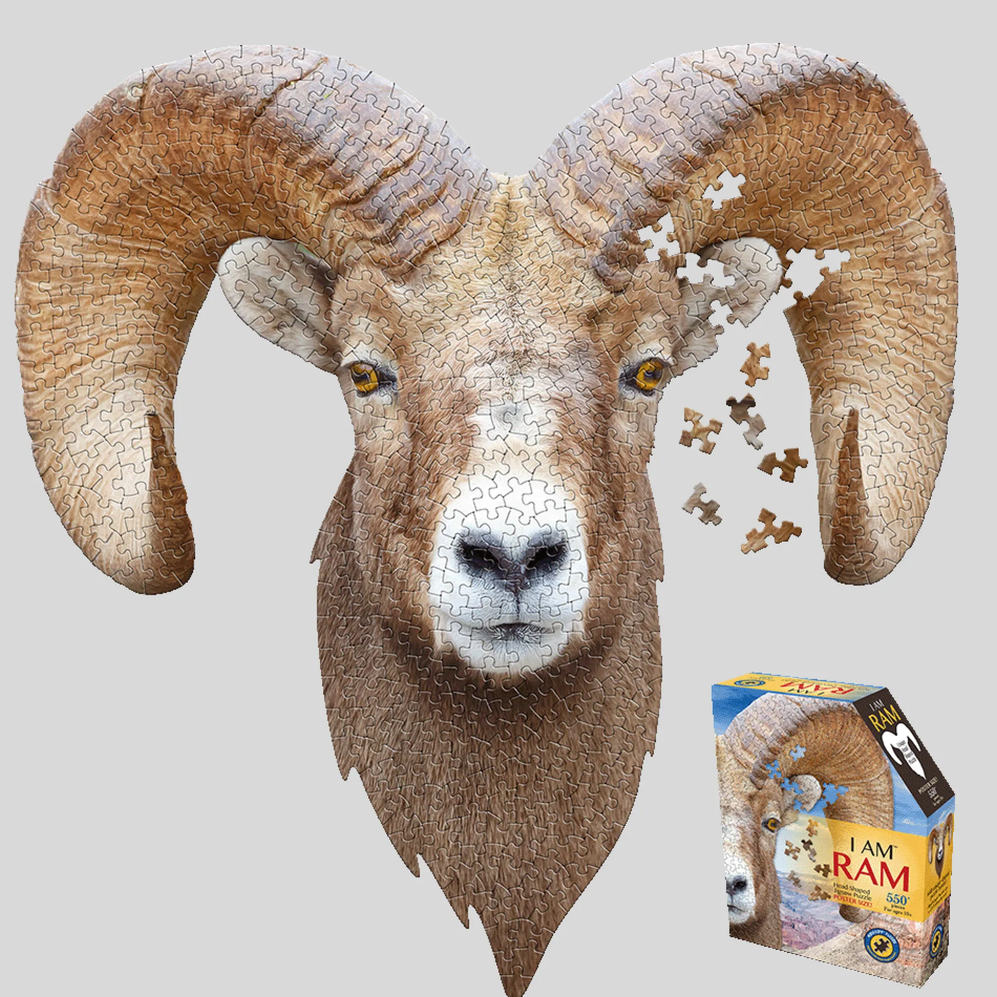 Maddcapp Games Madd Capp I AM RAM Animal Head-Shaped Jigsaw Puzzle - 550 pc* Puzzles