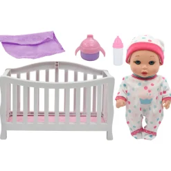 Flat River Group Magic Nursery 8-Inch Baby Doll with Crib Playset* Social & Emotional Skills|Stuffed Animals & Plush Toys