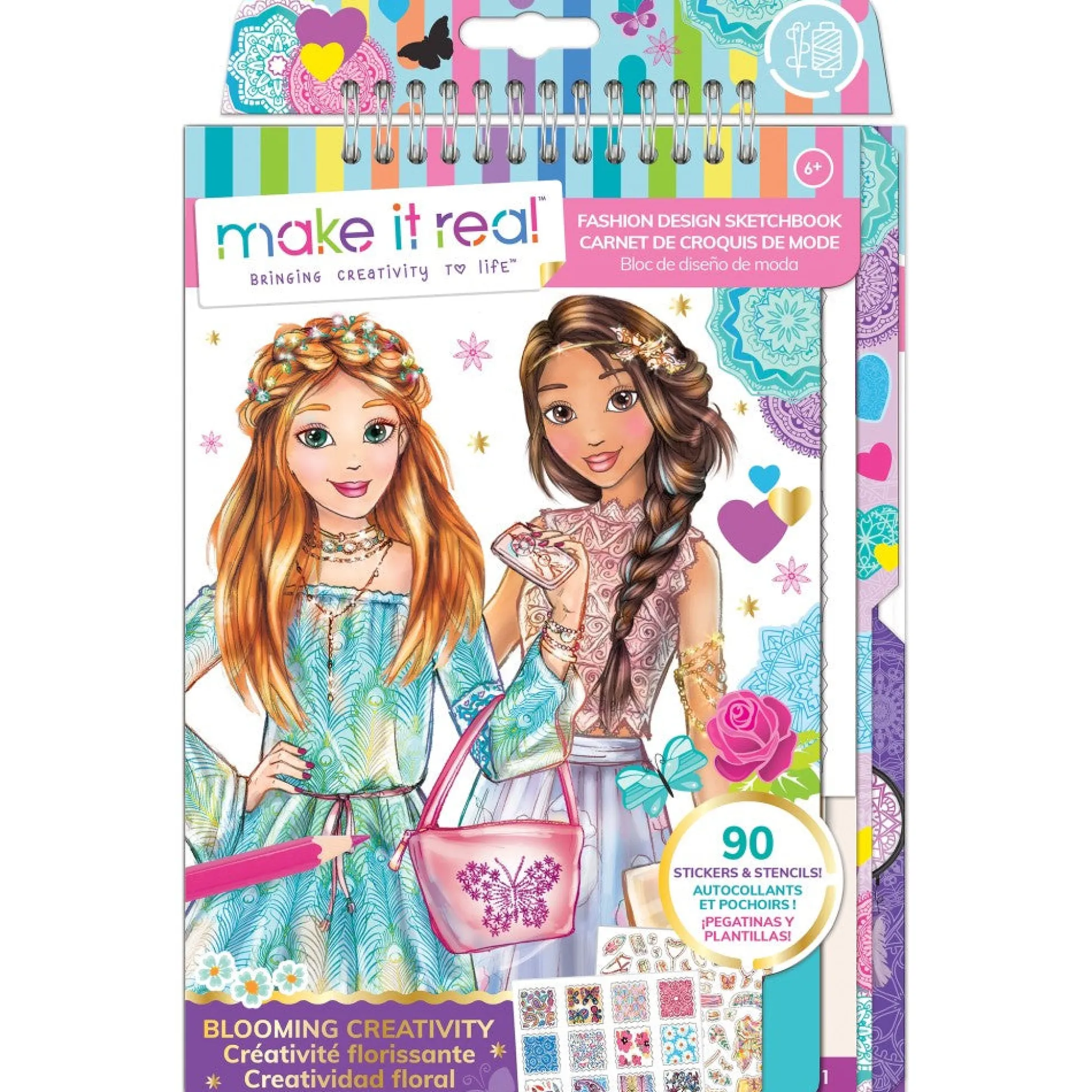 Flat River Group Make It Real Blooming Creativity Fashion Design Sketchbook Kit*Kids Kids Books|Drawing, Color & Painting