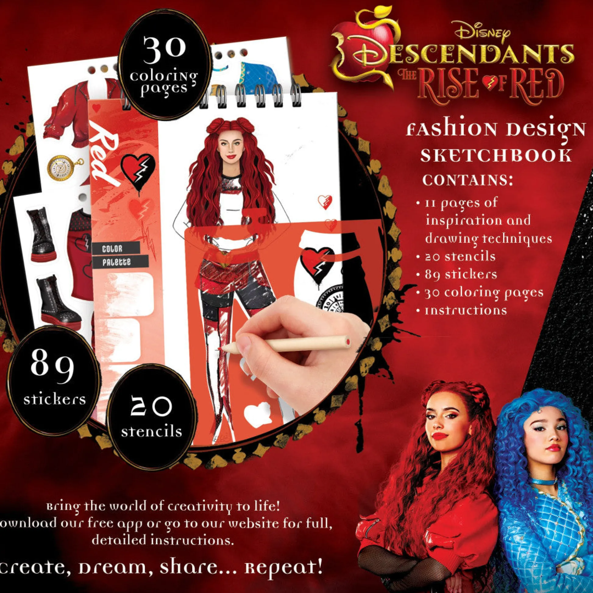 Flat River Group Make It Real Descendants 4 Rise of Red Fashion Design Sketchbook*Kids Drawing, Color & Painting|Kids Books