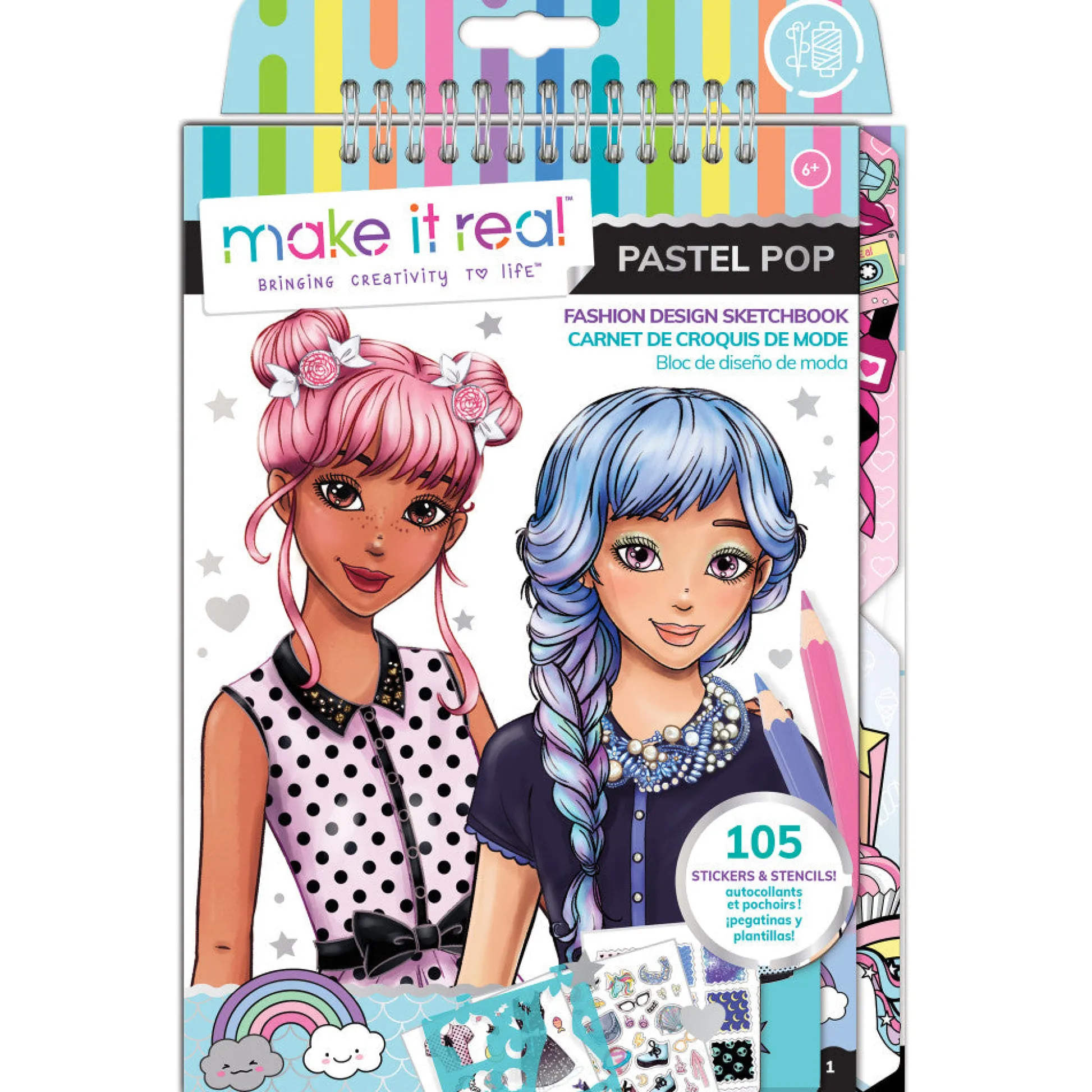Flat River Group Make It Real Pastel Pop Fashion Design Sketchbook Kit*Kids Drawing, Color & Painting|Kids Books