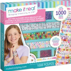 Flat River Group Make It Real Say Yes! Alphabet Bead Bracelet Kit - 1008pc DIY Jewelry Crafting Set* Social & Emotional Skills|Crafts & Activities