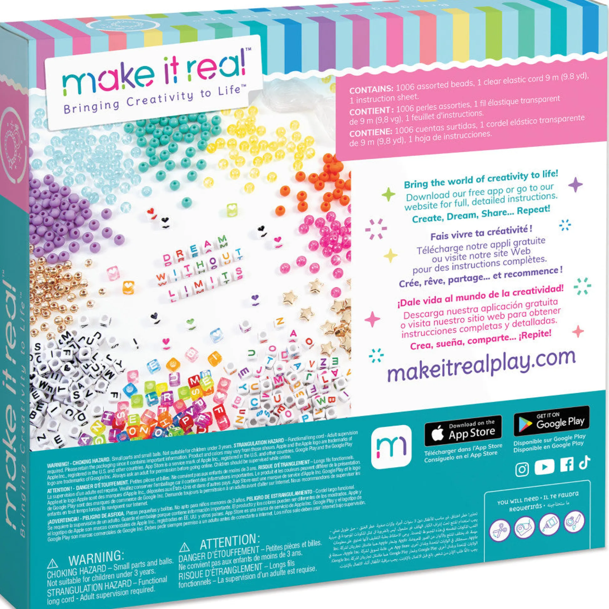 Flat River Group Make It Real Say Yes! Alphabet Bead Bracelet Kit - 1008pc DIY Jewelry Crafting Set* Social & Emotional Skills|Crafts & Activities
