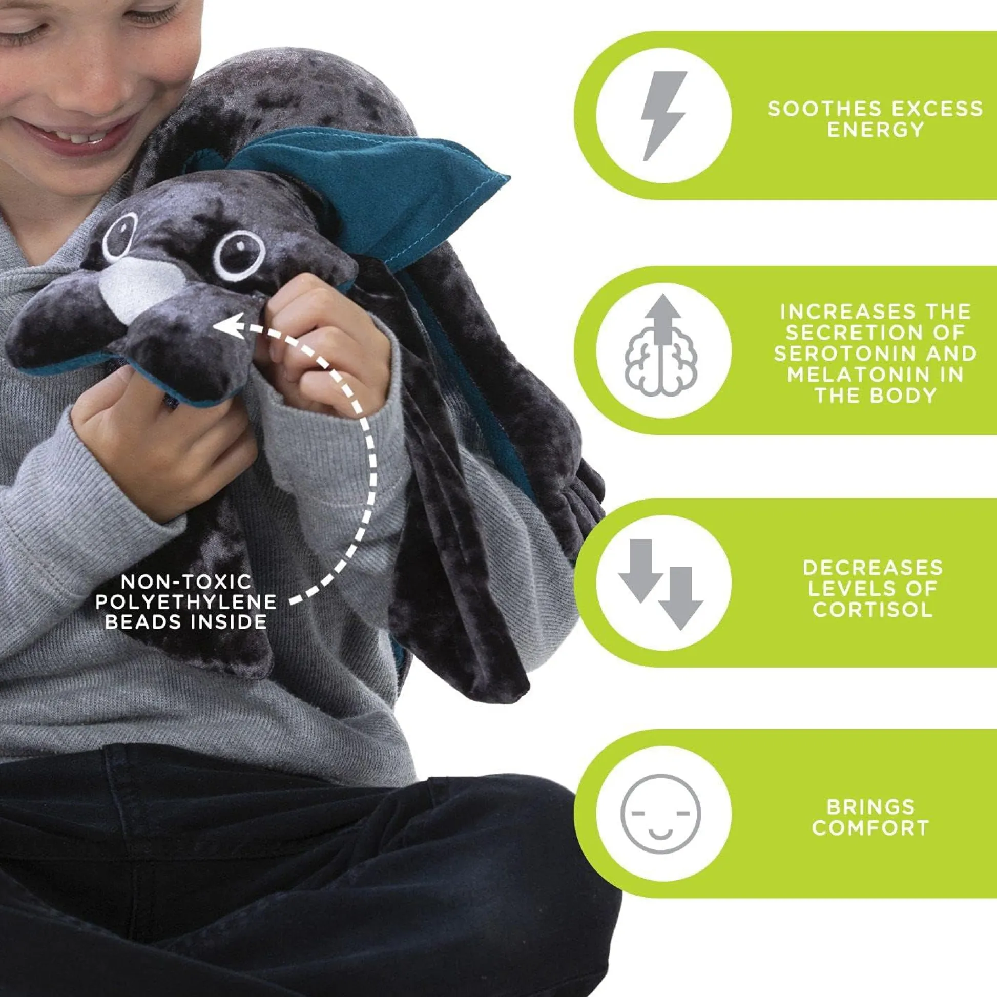 Educators Resource Manimo Therapeutic Weighted Plush Dog, 2.2 lb - Velvet Gray* Stuffed Animals|Stuffed Animals & Plush Toys