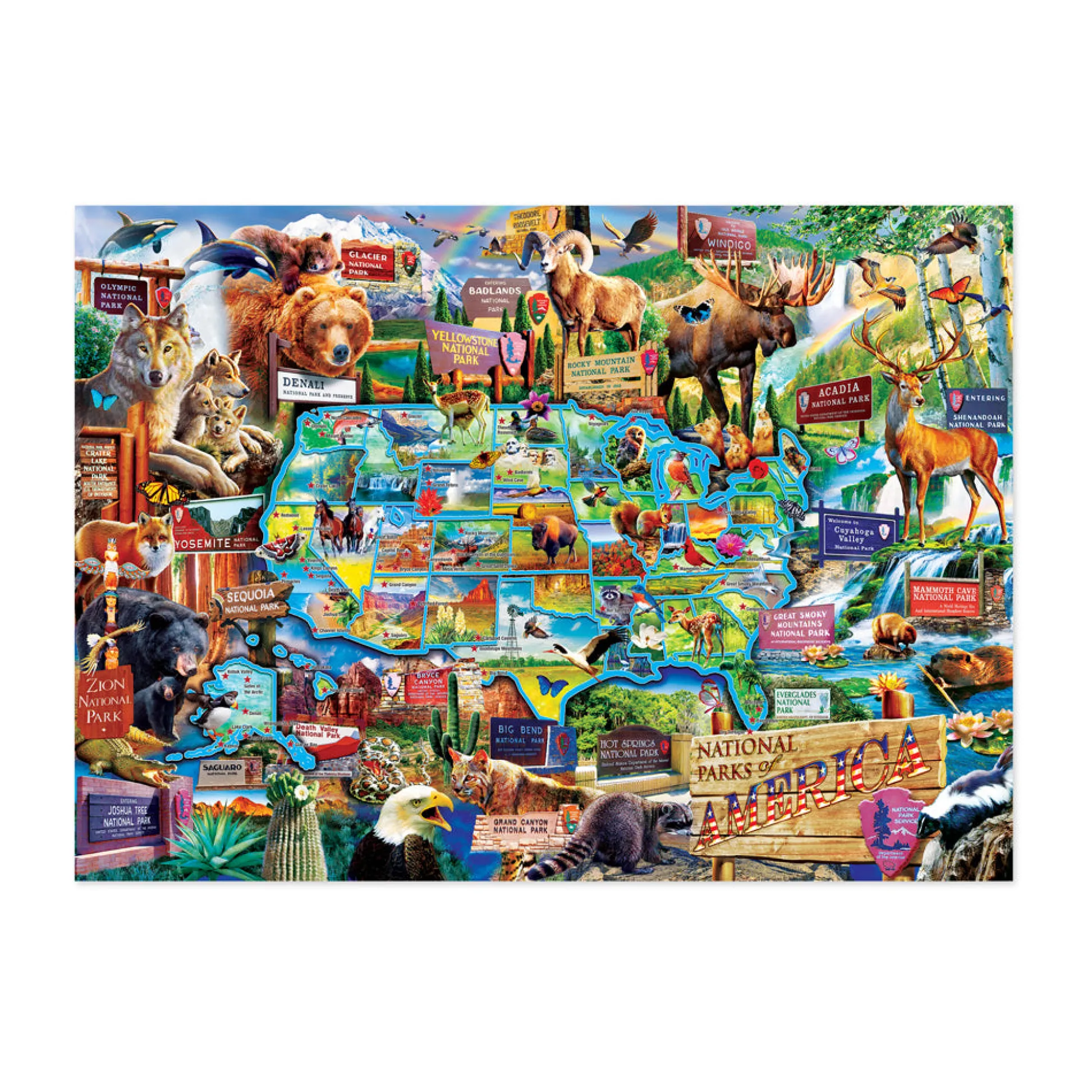 AreYouGame Masterpieces Puzzles National Parks of America Map Jigsaw Puzzle - 1000 pc* Puzzles