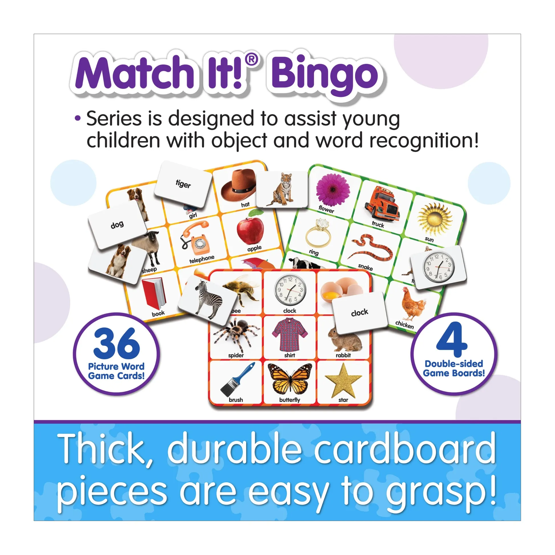 AreYouGame Match It! - Picture Word Bingo - Eco-Friendly Educational Game* Social & Emotional Skills|Preschool Education Toys & Activities