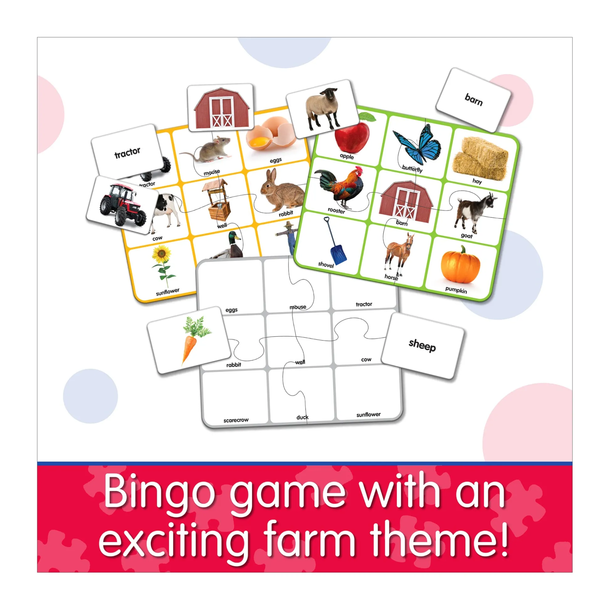 AreYouGame Match It! Farm Bingo Educational Board Game* Social & Emotional Skills|Role-Playing Games