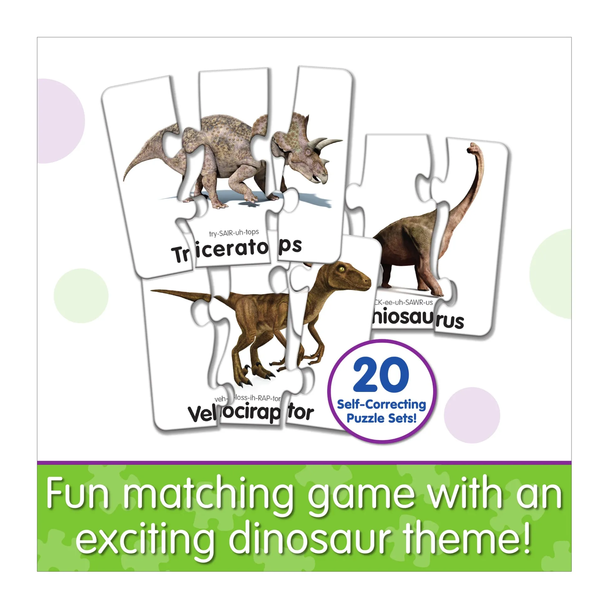 AreYouGame Match It! Jurassic Journey 20 pc Head to Tail Dinosaur Puzzle* Puzzles