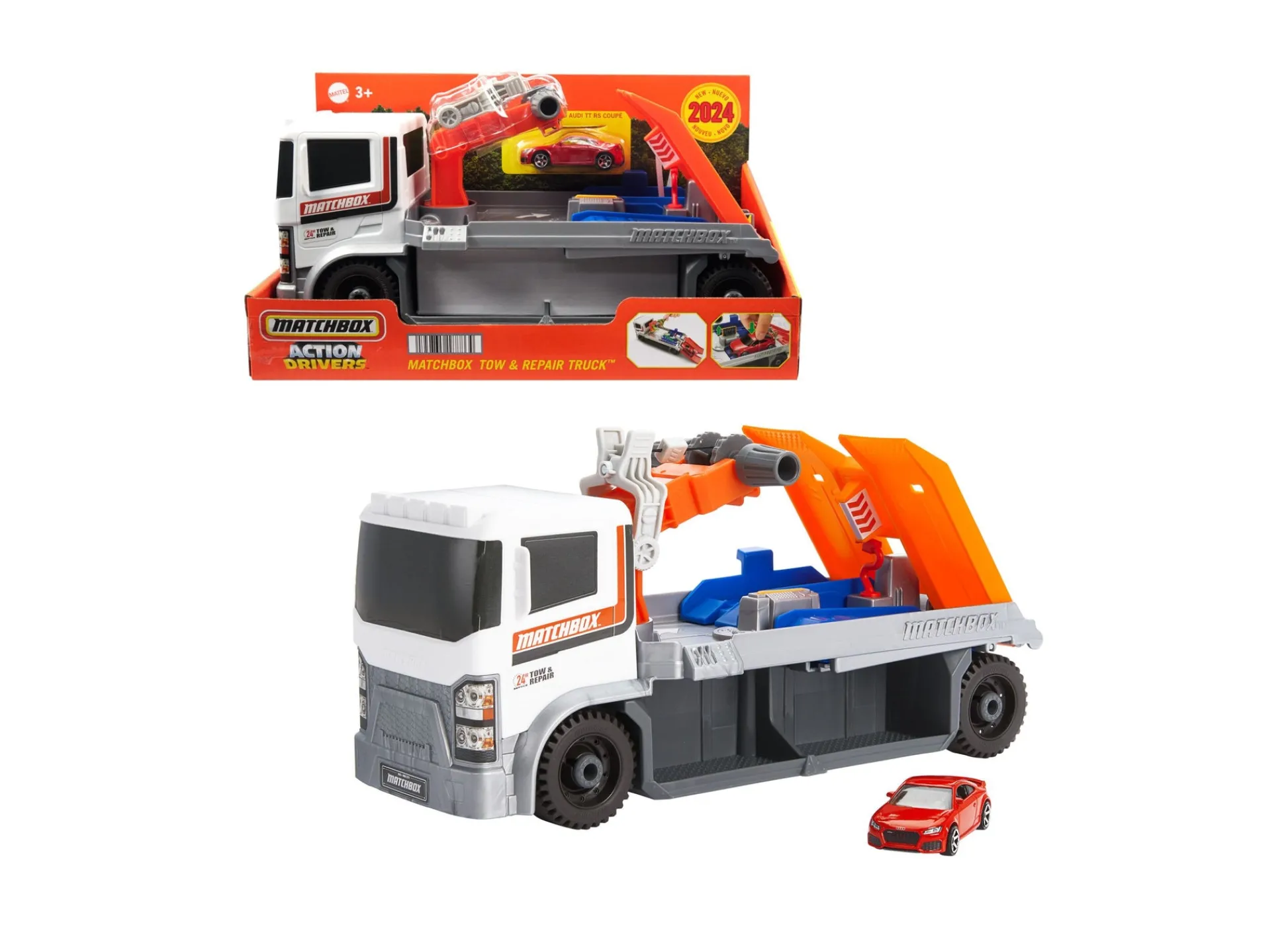 Macy's - Supplier Matchbox Action Driver Tow & Repair Truck with 1:64 Scale Audi TT RS Coupe* Playsets & Racetracks