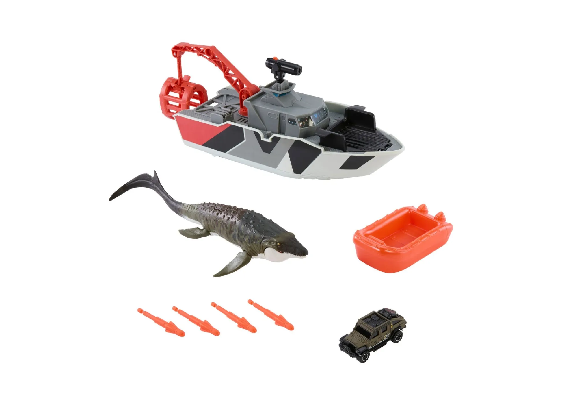 Macy's - Supplier Matchbox Jurassic World 1:64 Mosasaurus Rescue Boat Playset* Playsets & Vehicles