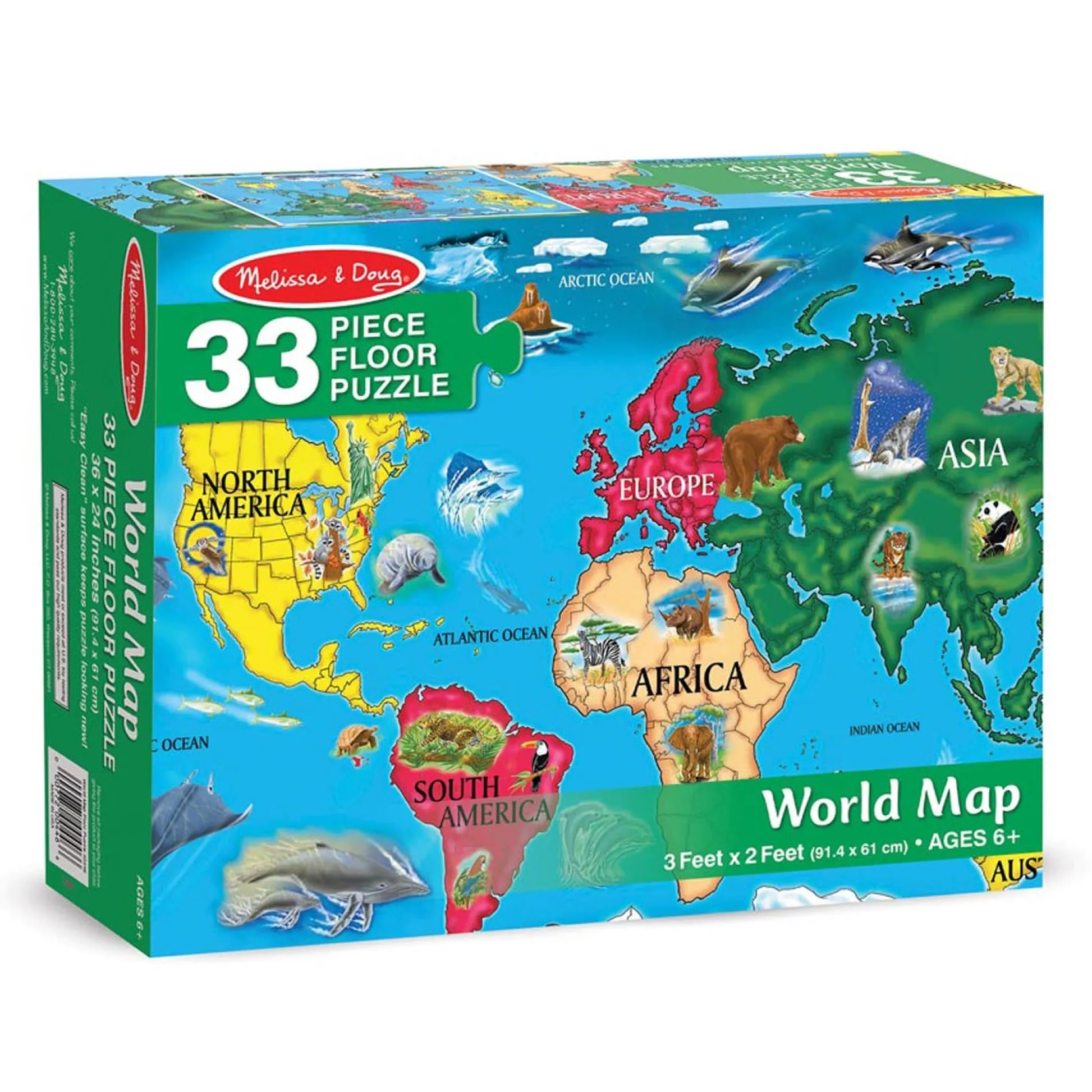 Educators Resource Melissa & Doug Colorful World Map Floor Puzzle - 33 pc* Puzzles