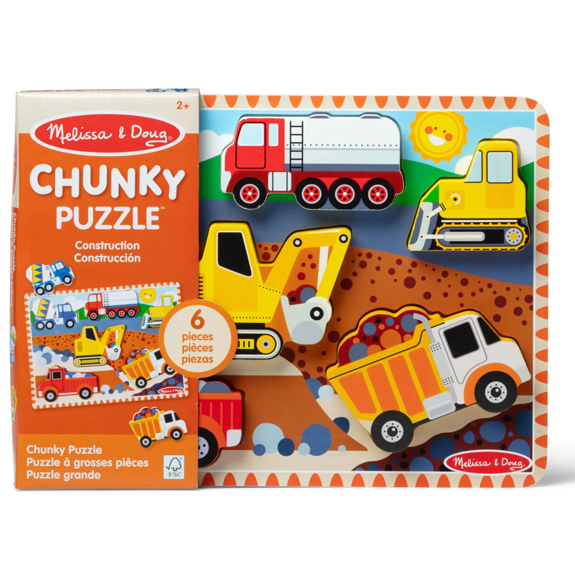 Educators Resource Melissa & Doug Construction Vehicles 6-Piece Wooden Chunky Puzzle* Preschool Vehicles|Puzzles