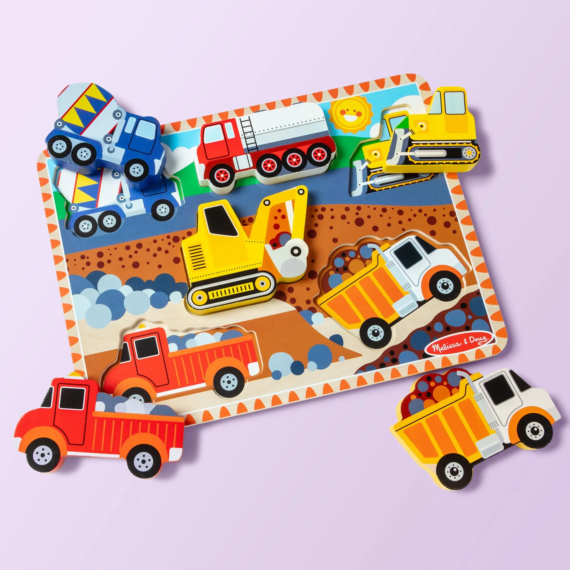 Educators Resource Melissa & Doug Construction Vehicles 6-Piece Wooden Chunky Puzzle* Preschool Vehicles|Puzzles