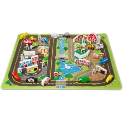 Educators Resource Melissa & Doug Deluxe Road Rug Play Set with Wooden Accessories* Playsets & Vehicles